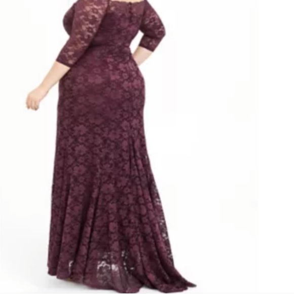 NWT Torrid Size 18 Special Occasion Burgundy Red Lace Off Shoulder Maxi Dress - Picture 2 of 14